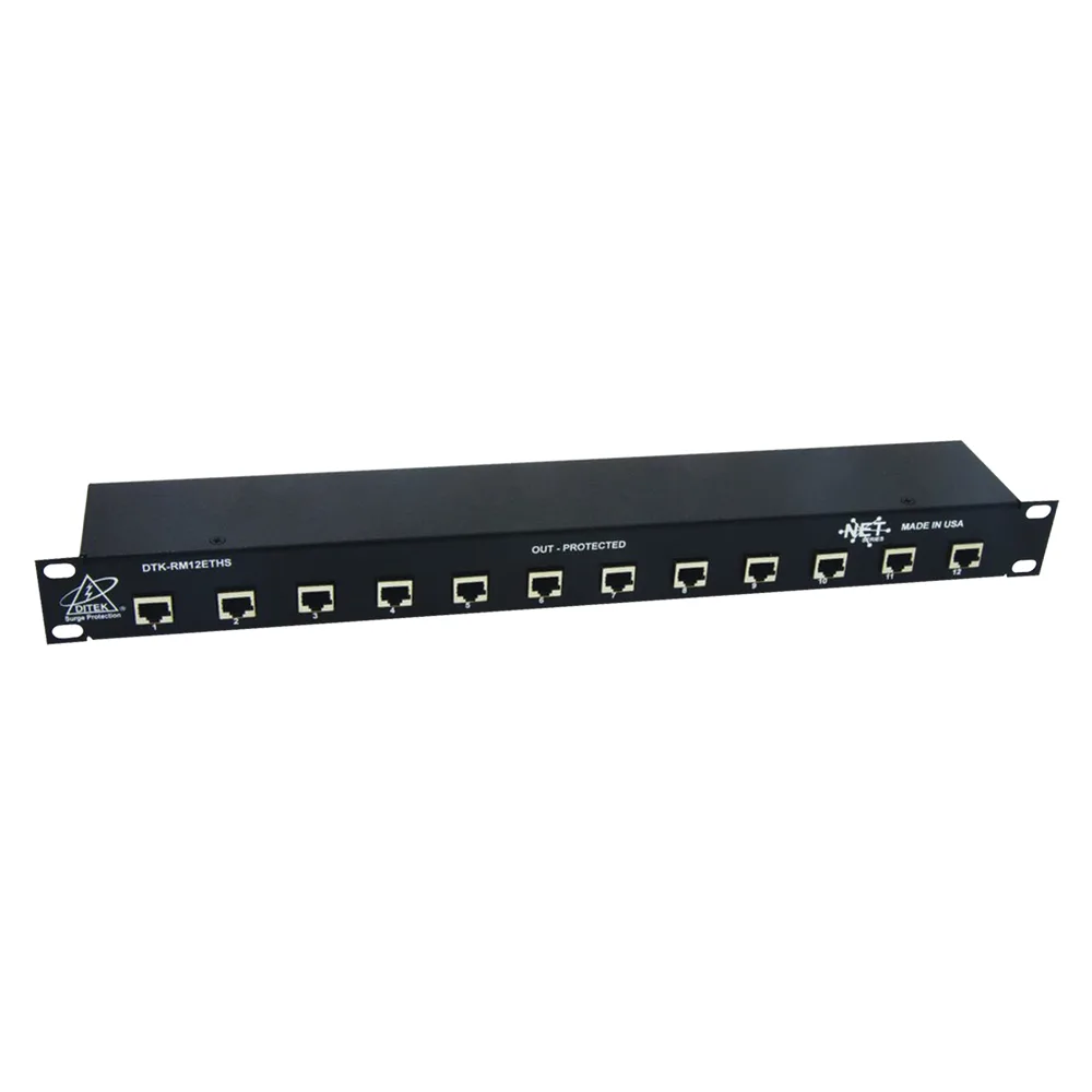 Protector de puertos IP de 12 Canales para uso en CAT5e, CAT6 y CAT6A.