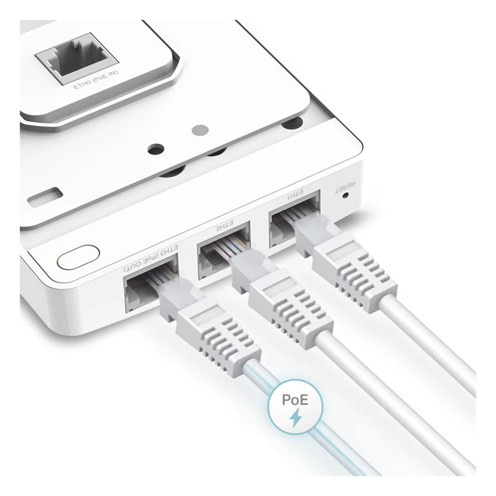 Punto de acceso Omada /  Doble Banda AC1200 MU-MIMO / Diseño para Pared con 3 Puertos Adicionales / Configuruación por Controlador o Stand-Alone / Alimentación PoE af/at – vista 3