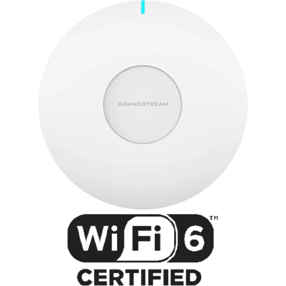 Punto de Acceso y Extensor Wi-Fi 6 AX3000 / 3 Gbps Agregado / MU-MIMO 2x2:2 + 3x3:2 / OFDMA y Beamforming / Cobertura 120 m (393.7 ft) / Gestión Embebida, Cloud y On-Premise / 128 Clientes Concurrentes / Mesh con GWN7062E / Puerto Gigabit