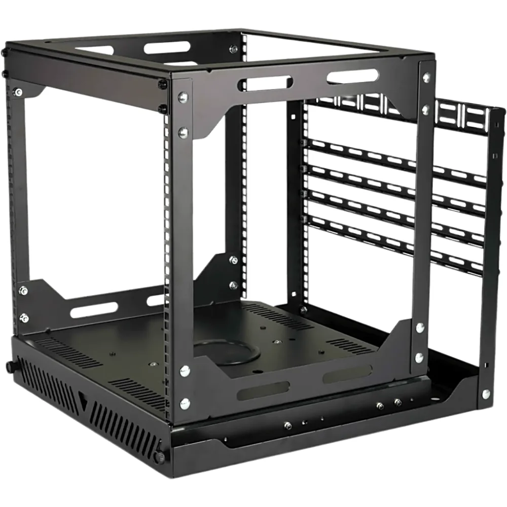 Rack Abierto Deslizante y Giratorio / 12U / Rotación 360° / Carga 68 kg (150 lbs) / Norma EIA/ECA-310-E / Gestión de Cables