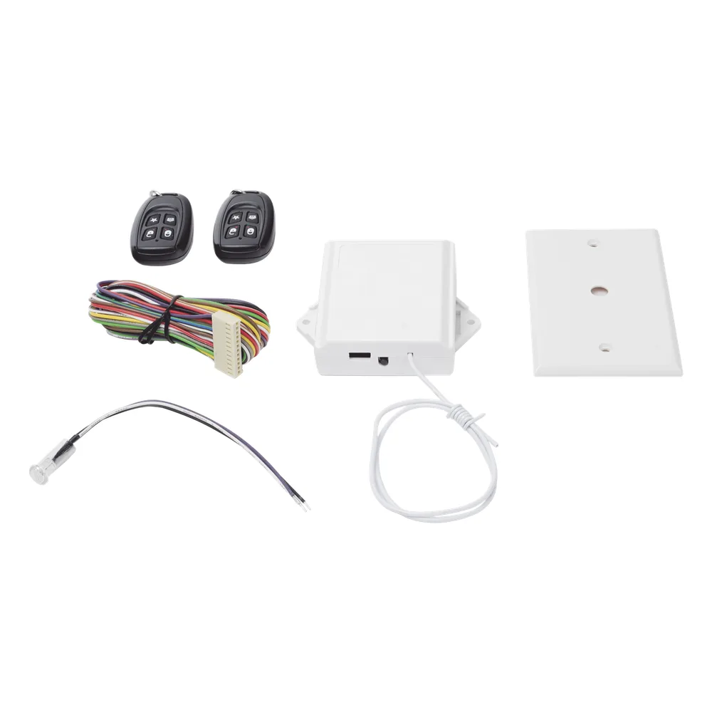 Receptor universal 433 MHz con dos controles remotos y salidas relay compatible con múltiples paneles de alarma – vista 3