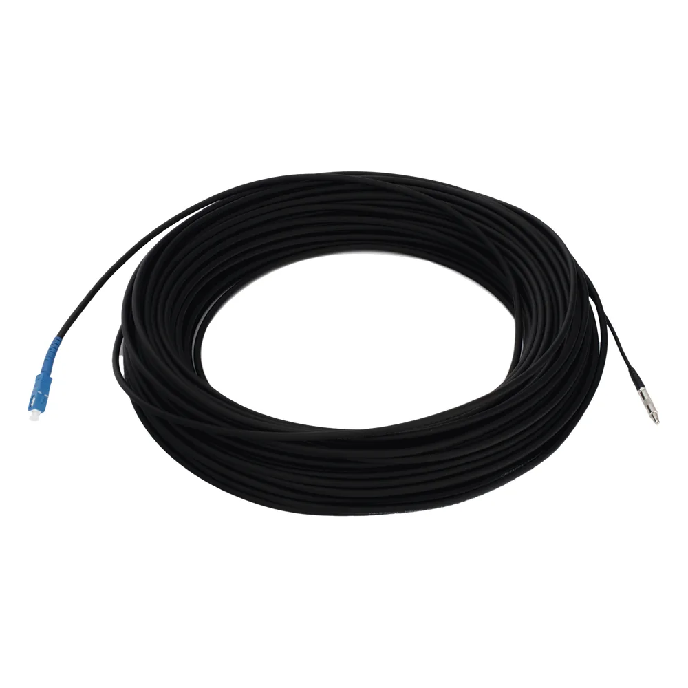 Rollo de Fibra Óptica Drop Redonda G657A2 Monomodo Simplex de 100 Metros (328.08 Pies) con Conectores SC/UPC-SC/UPC para Instalaciones Aéreas, Subterráneas o a la Intemperie