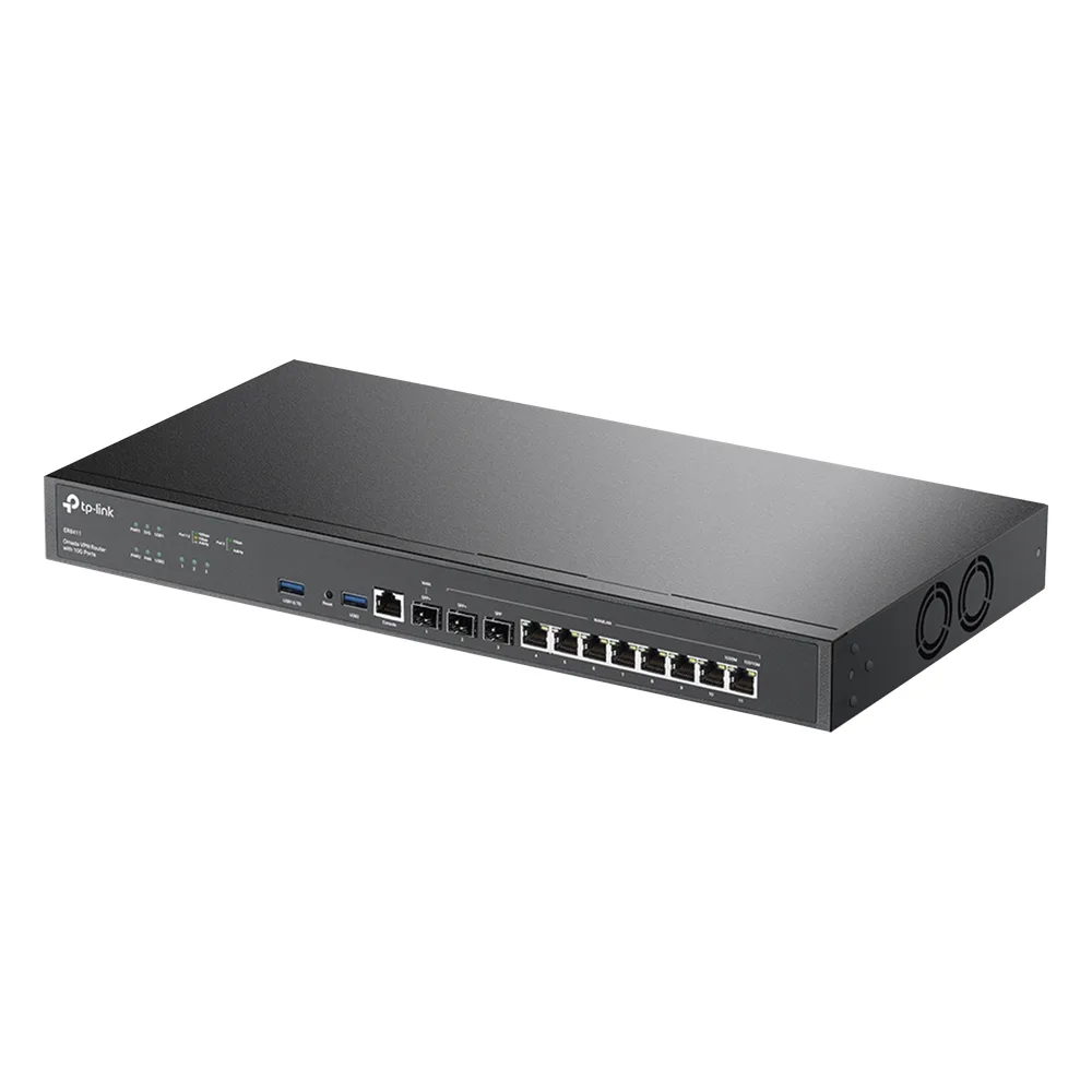Router Omada VPN /  SDN Multi-WAN 10G / 1 Puerto WAN SFP+ 10G / 1 Puerto WAN/LAN SFP+ 10G / 1 Puerto WAN/LAN SFP 1G / 8 puertos LAN/WAN 1G / 2 Puertos USB / 2.3 Millones Sesiones Concurrentes / Administración Centralizada OMADA SDN.