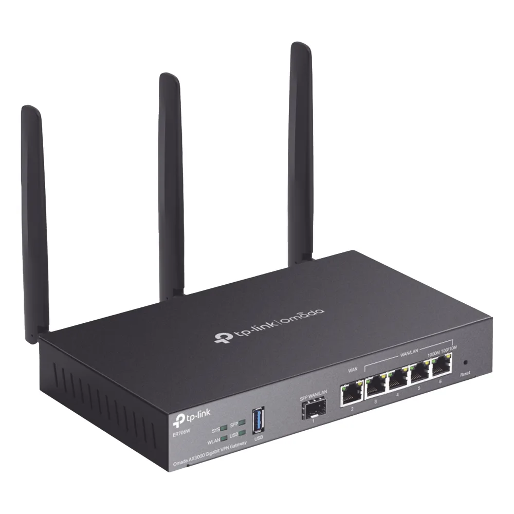 Router Omada VPN / SDN Multi-WAN Gigabit / 1 Puerto WAN SFP Gigabit / 1 Puerto WAN RJ45 Gigabit / 2 Puertos LAN RJ45 Gigabit / 2 Puertos Configurables LAN/WAN / 150,000 Sesiones Concurrentes / Administración Centralizada Omada o Stand-Alone – vista 4