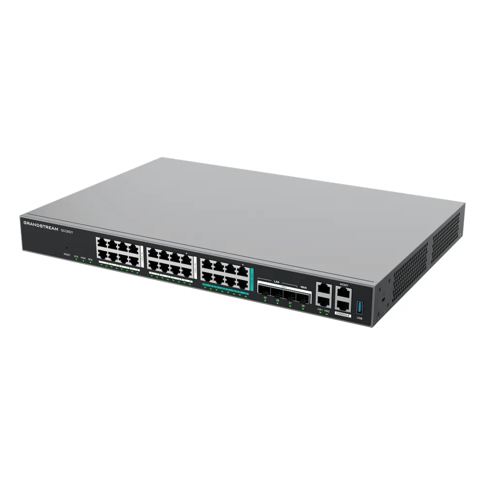 Router Todo-en-Uno GCC6021 con PBX de 50 Extensiones + Firewall + VPN + Switch de 16 Puertos GbE + 4x SFP+ 10 GbE y 8x 2.5 GbE / Gestión en la Nube con GDMS – vista 3