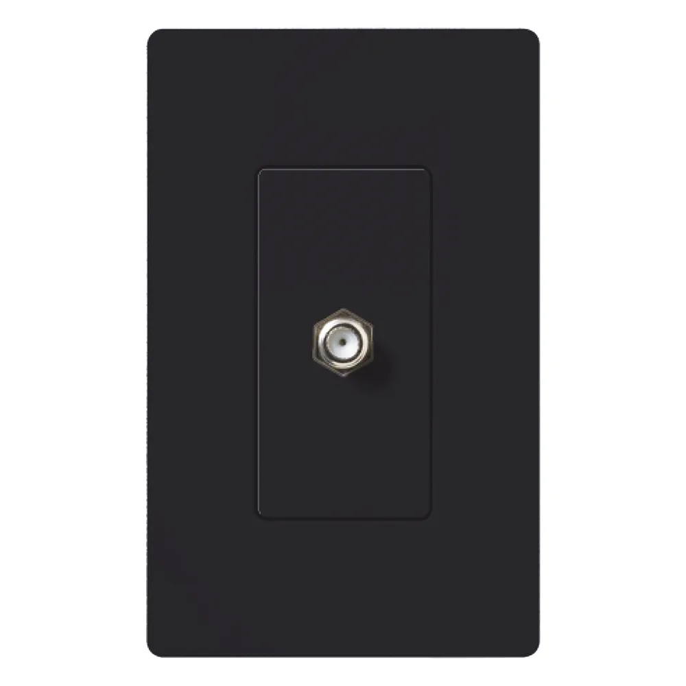 Salida de pared para cable coaxial con conector tipo F de 75 ohms, un puerto, apertura tipo designer, línea Satin Colors color Midnight