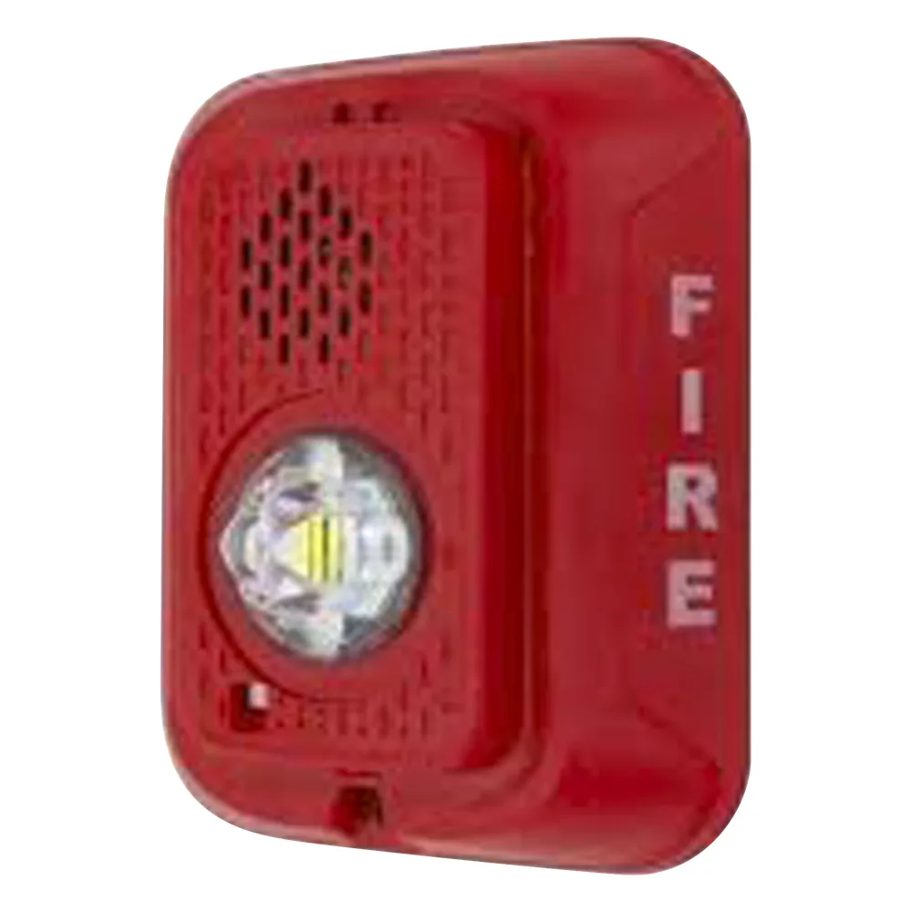 Sirena con estrobo LED de 2 hilos para pared, 24 Vcd, candela seleccionable hasta 185 cd, puntos de prueba DVM, color rojo – vista 2