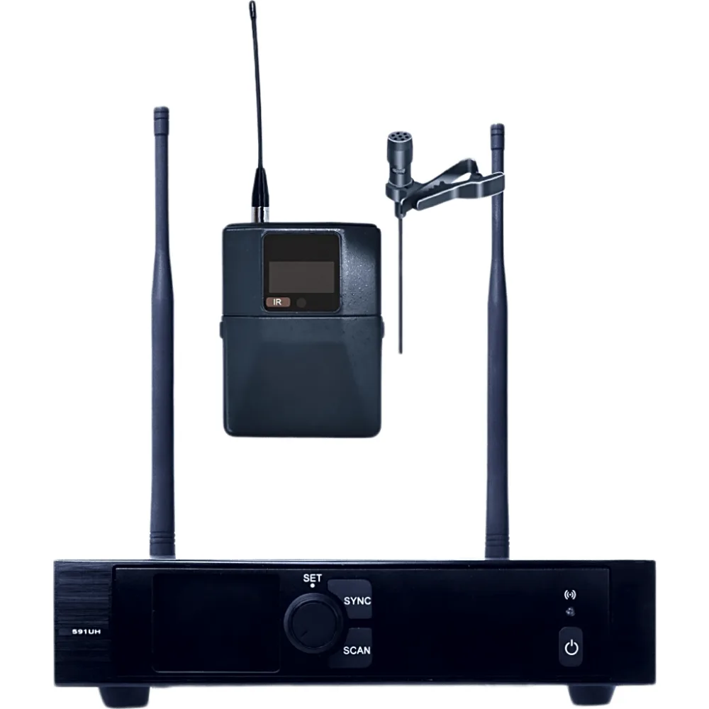 Sistema de Micrófono Inalámbrico | Receptor Un Canal U-Band 540-690 MHz | Micrófono de Solapa Digital | Modulación PI/4-DQPSK | Pantalla TFT-LCD 2.2" | Encripción de Audio | Autonomía >10 Horas