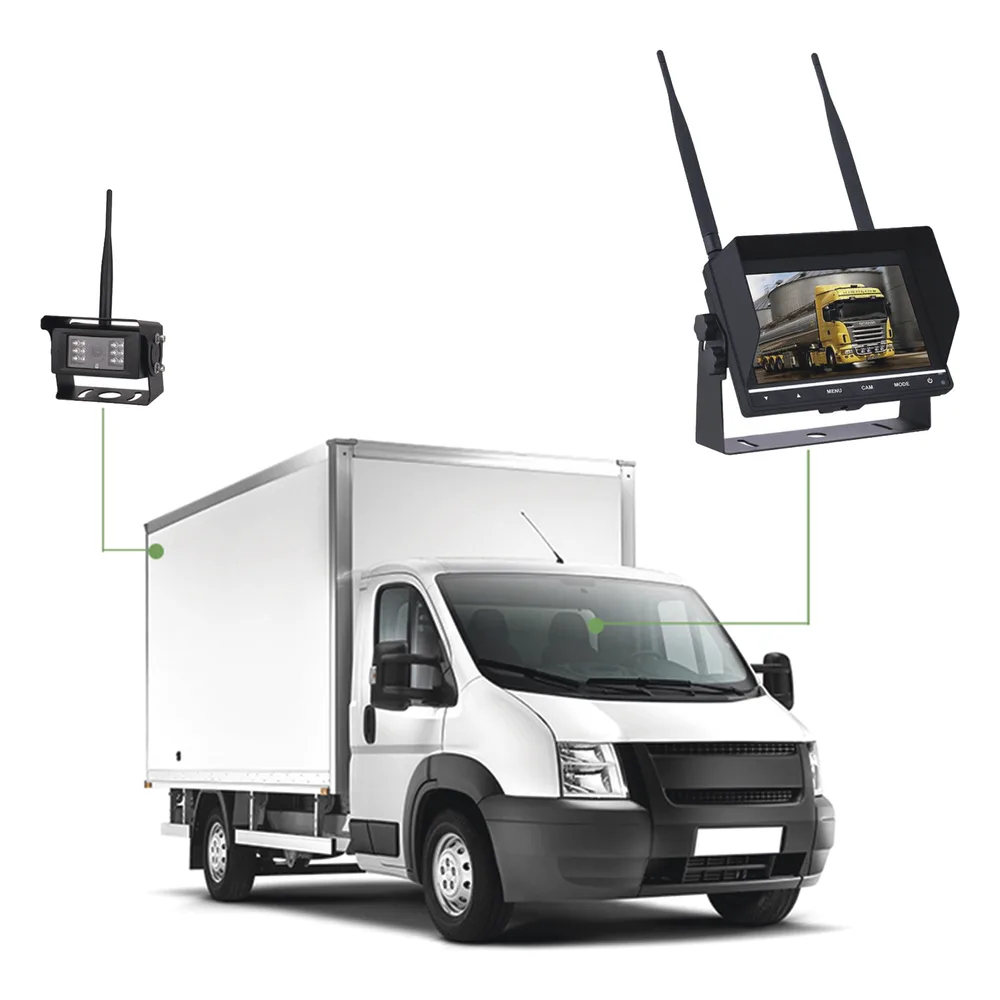 Sistema Profesional Inalámbrico de Cámara de Reversa Infrarroja y Monitor de 7" para Vehículos de Trabajo y Montacargas – vista 6