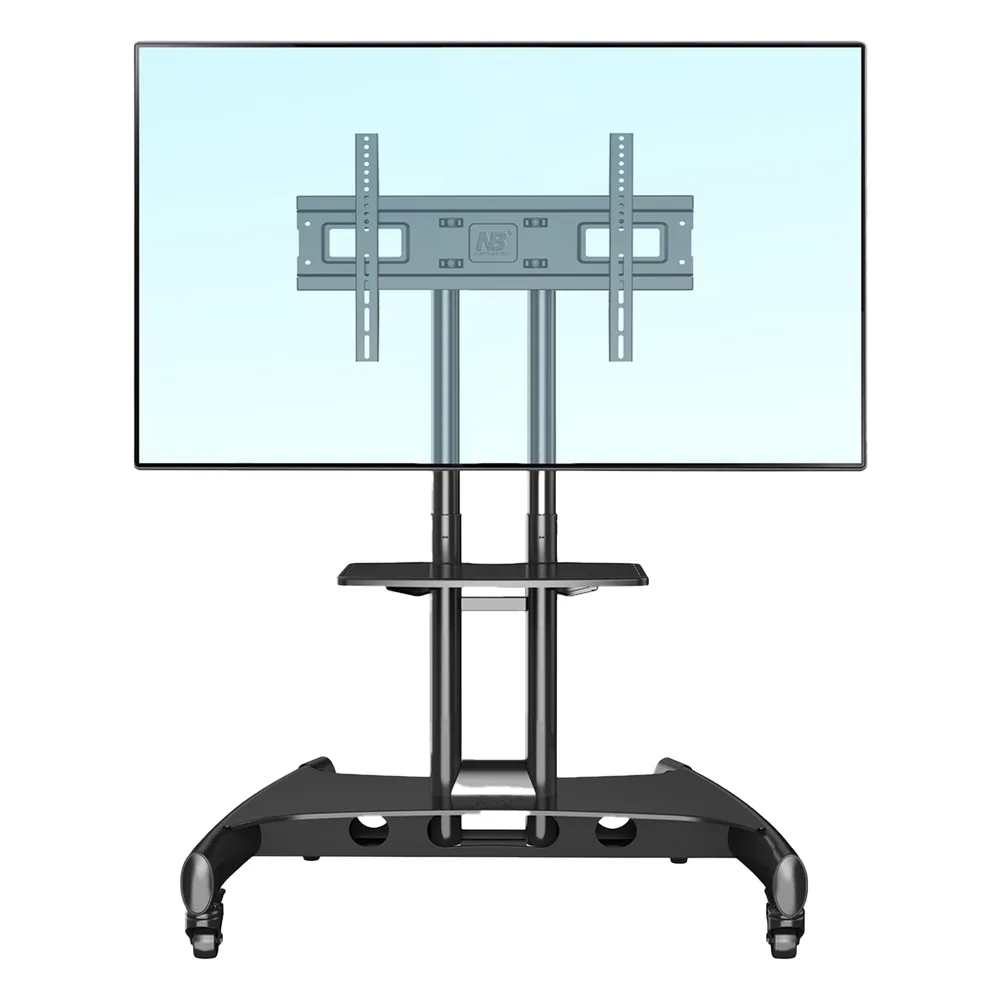 Soporte de Pantalla con Ruedas AVA1500601PNB / Compatible con Monitores de 32" a 75" / VESA 200x200 a 600x400 mm / Carga 45.5 kg (100 lbs) / Altura Ajustable 1120-1520 mm / Base para Accesorios / 4 Ruedas 360° – vista 2