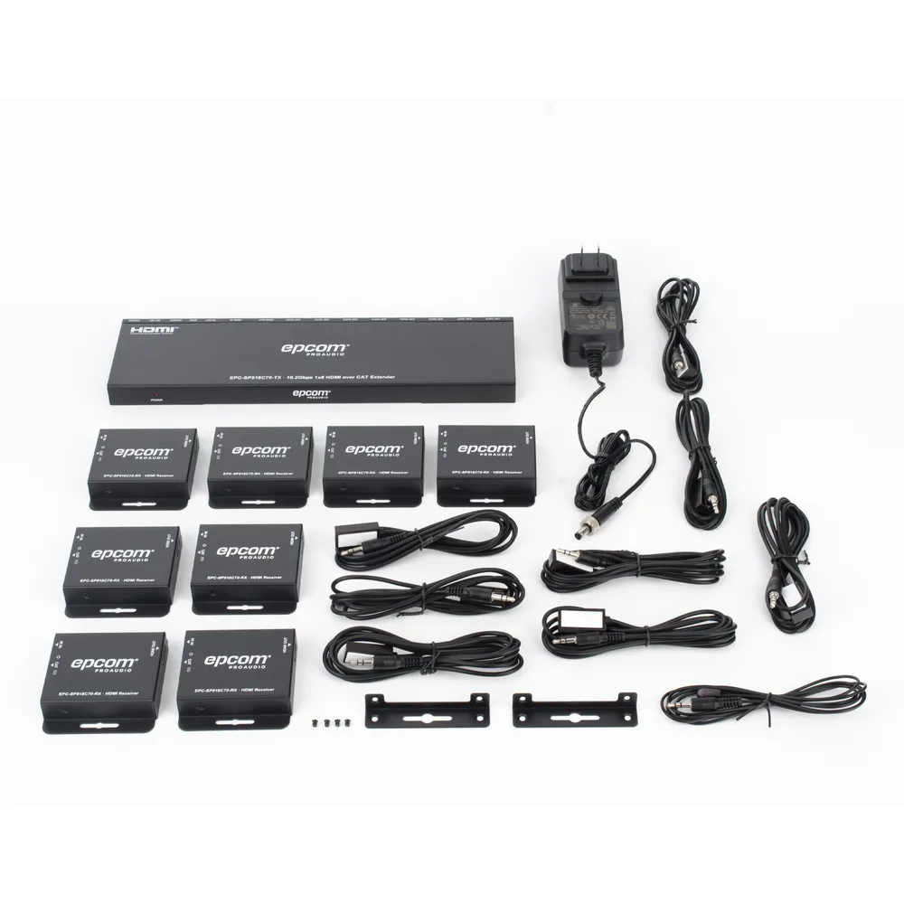 Splitter HDMI 1x8 | Extensor HDMI | 4K@30Hz 40m | 1080p@60Hz 70m | Función PoC |  4:4:4 – vista 5