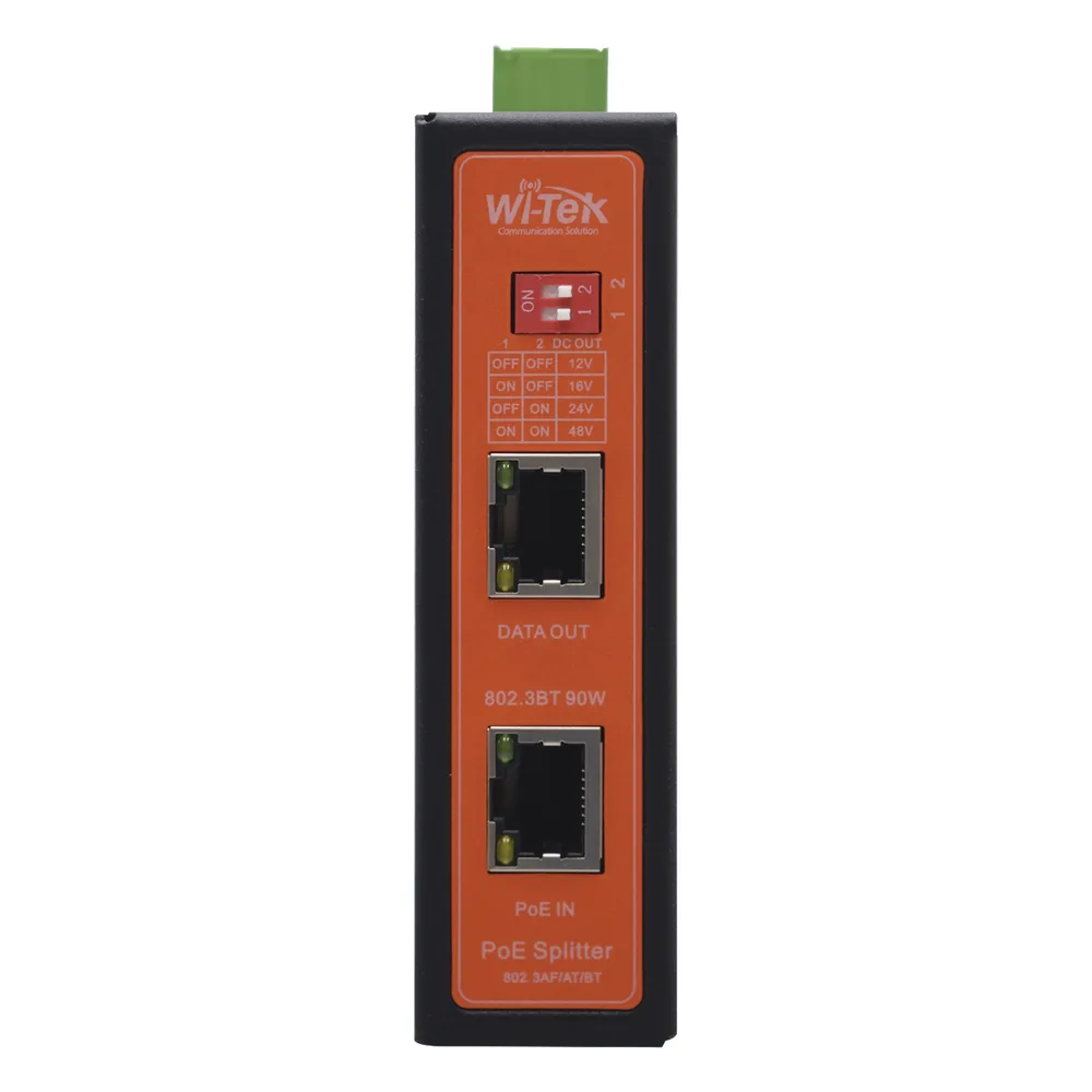 Splitter PoE IN hasta 90 W / Salida DC 12v/16V/24v o 48V / Carcasa metálica / Industrial soporte para riel DIN / Aplicaciones CCTV – vista 5