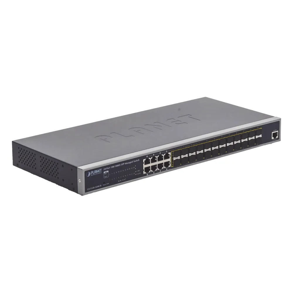 Switch Administrable Capa 2 con Fuente de Alimentación Redundante, 24 Puertos SFP Gigabit 100/1000X, 8 Puertos Combo RJ45 Gigabit.