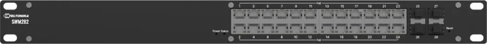 Switch Administrable L2+, 24 Puertos Gigabit PoE+, 4 Puertos SFP, 300W PoE Budget, Rack 19", IP30, TSWOS – vista 2