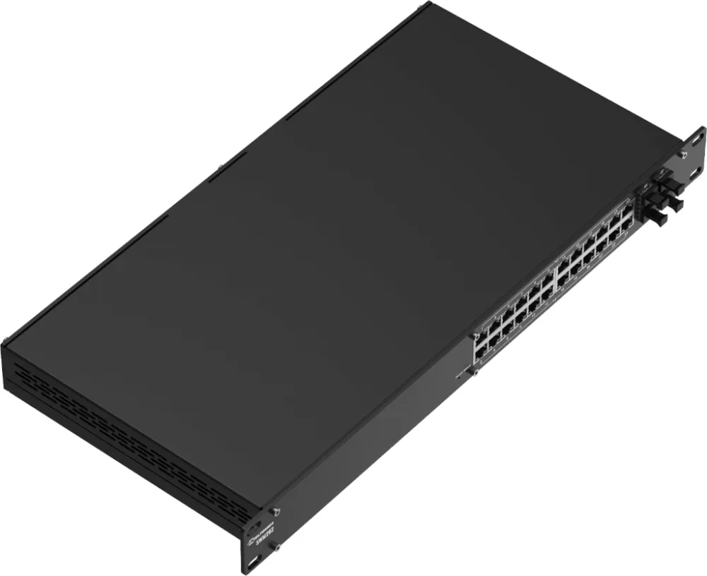 Switch Administrable L2+, 24 Puertos Gigabit PoE+, 4 Puertos SFP, 300W PoE Budget, Rack 19", IP30, TSWOS – vista 3