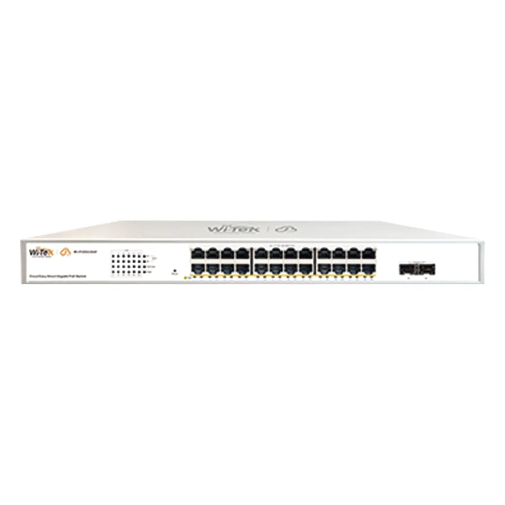 Switch Administrable PoE / 24 puertos PoE af/at Gigabit / 2 x SFP Gigabit / Administración Cloud Gratuita / Presupuesto 370 W