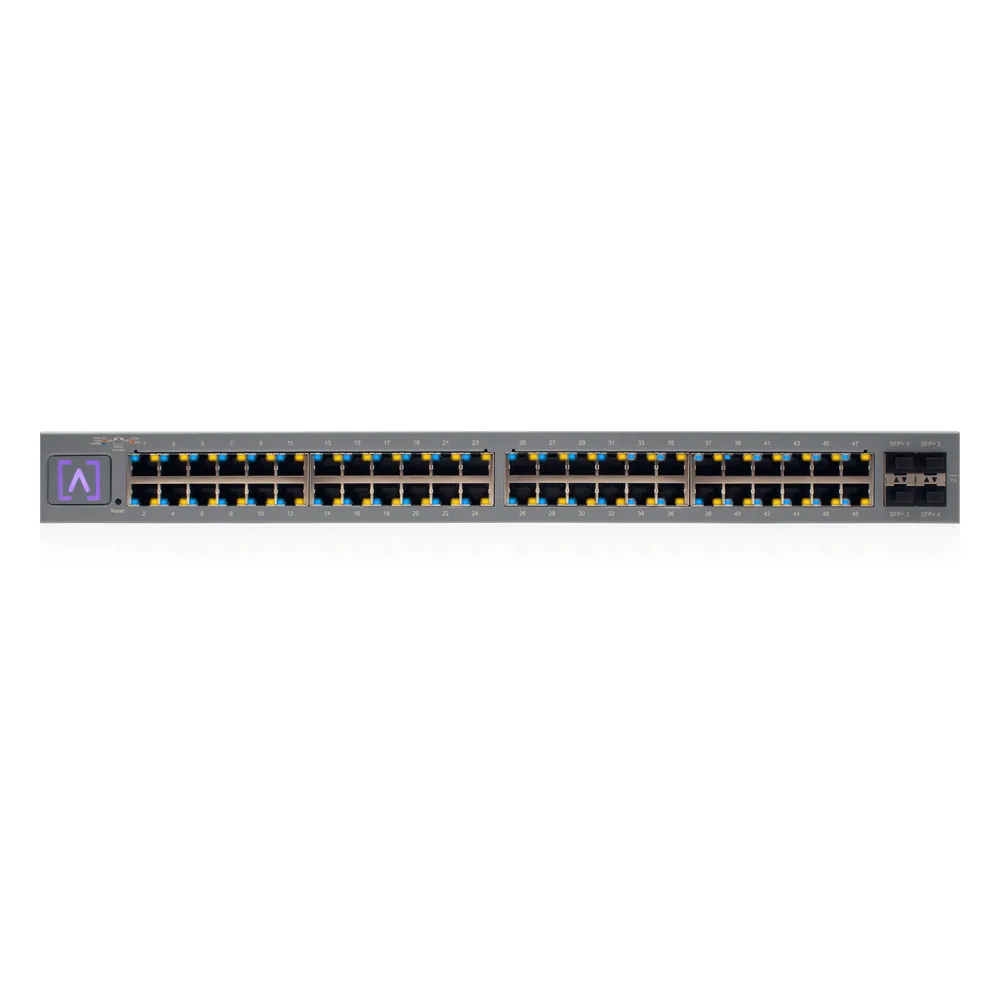 Switch Administrado 48 Puertos PoE+ / 740W PoE Budget / 16 Puertos 2.5 Gbps + 32 Puertos 1 Gbps / 4 Puertos SFP+ 10 Gbps / Bluetooth Setup / Cloud Management / VLAN Stacking / Rackmontable