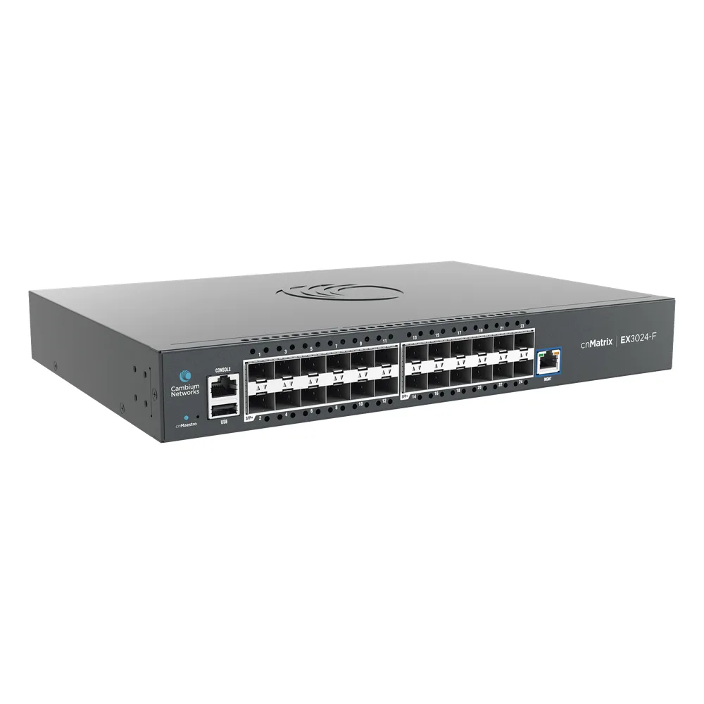 Switch cnMatrix EX3024F Ideal para Distribución en una Red Empresarial / 24 Puertos de Fibra Óptica SFP+(10 Gbps) / Capa 2 y Capa 3 / Doble Fuente de Alimentación en Corriente Alterna