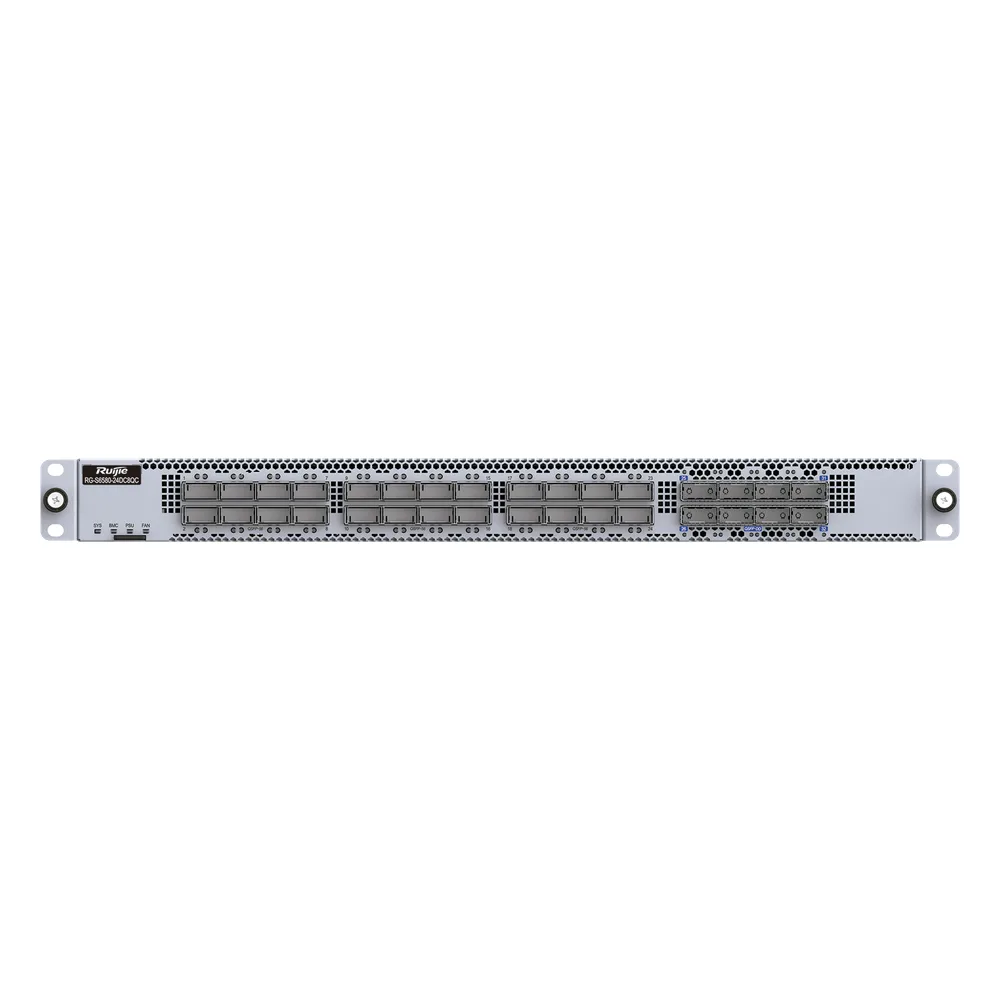 Switch Data Center 200GE / 24 Puertos QSFP56 200G + 8 QSFP-DD 400G / 16.0 Tbps 5350 Mpps / RDMA RoCEv2 PFC ECN Lossless Ethernet / Capa 3 Spine-Leaf VXLAN EVPN / BGP OSPF MLAG / 1 RU Fuentes 1+1 Hot-Swap