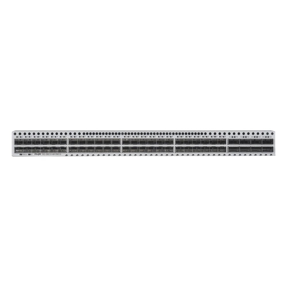 Switch Data Center 25G/100G / 48 Puertos SFP28 25G + 8 QSFP28 100G / 4.0 Tbps 2000 Mpps RDMA RoCEv2 / Capa 3 VXLAN EVPN Spine-Leaf BGP OSPF / M-LAG PFC ECN Lossless Ethernet / 1 RU Fuentes 1+1 Hot-Swap – vista 3