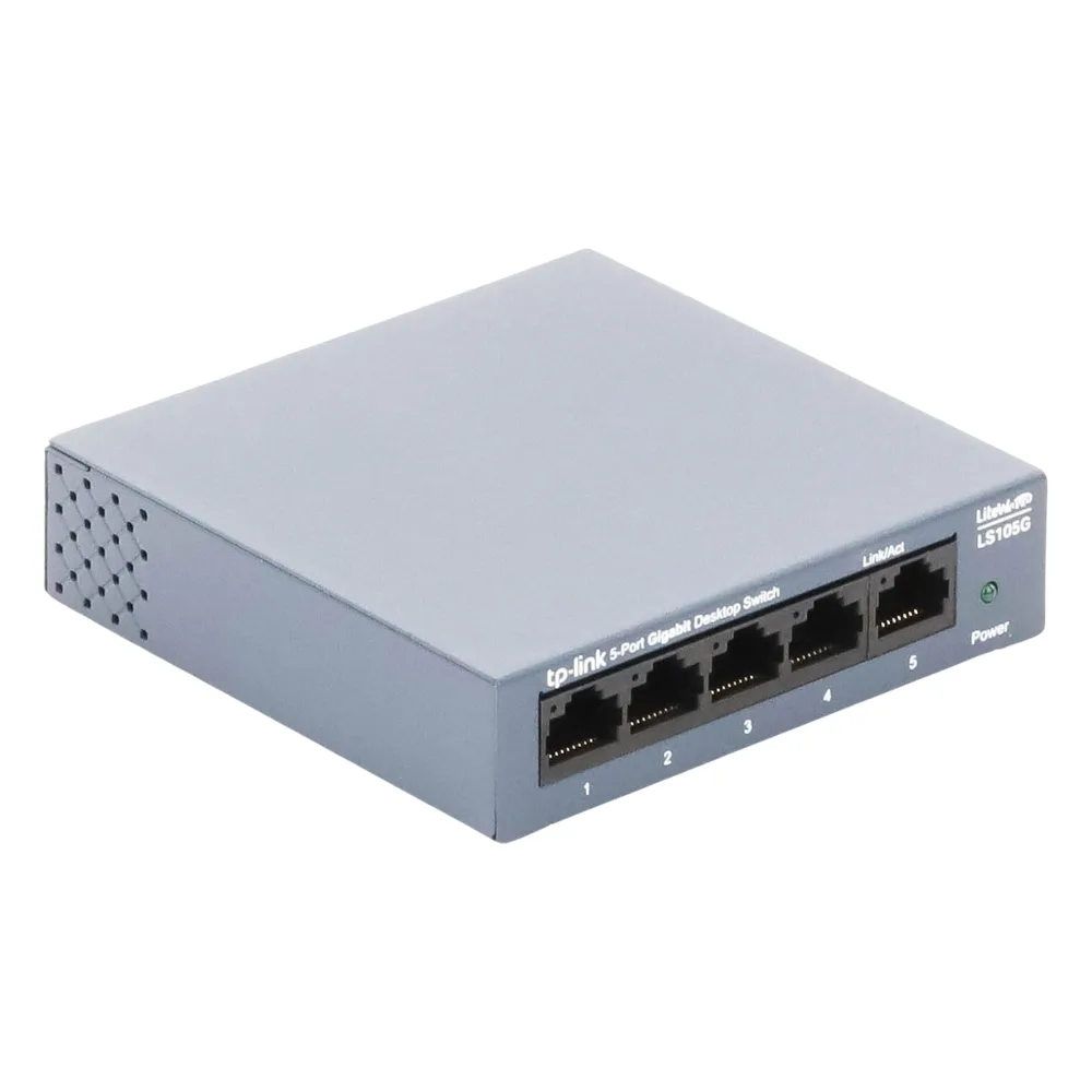 Switch de escritorio Gigabit de 5 puertos 10/100/1000Mbps, carcasa metálica – vista 6