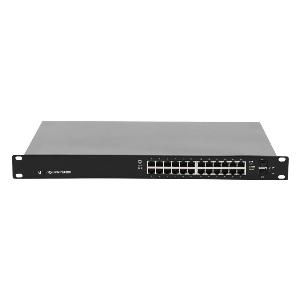 Switch EdgeMAX administrable de 24 puertos Gigabit con PoE+/PoE Pasivo 24V + 2 Puertos SFP, 250 W – vista 4