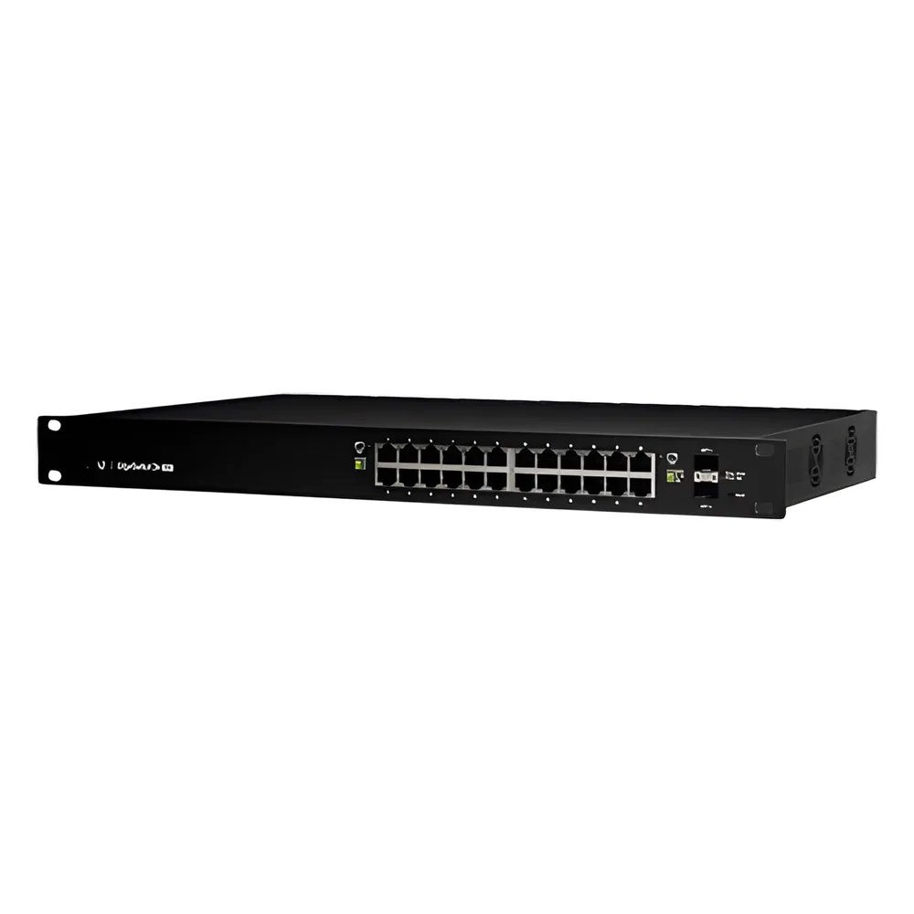 Switch EdgeMAX administrable de 24 puertos Gigabit con PoE+/PoE Pasivo 24V + 2 Puertos SFP, 250 W