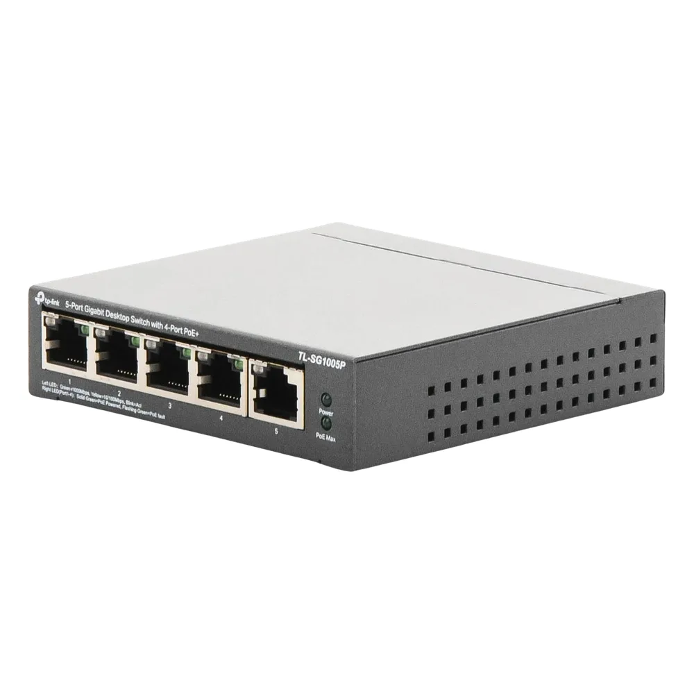 Switch Escritorio No Administrable de 5 puertos 10/100/1000 Mbps / Con 4 puertos PoE 802.3af/at de hasta 65 W / PoE Extendido hasta 250 metros – vista 5