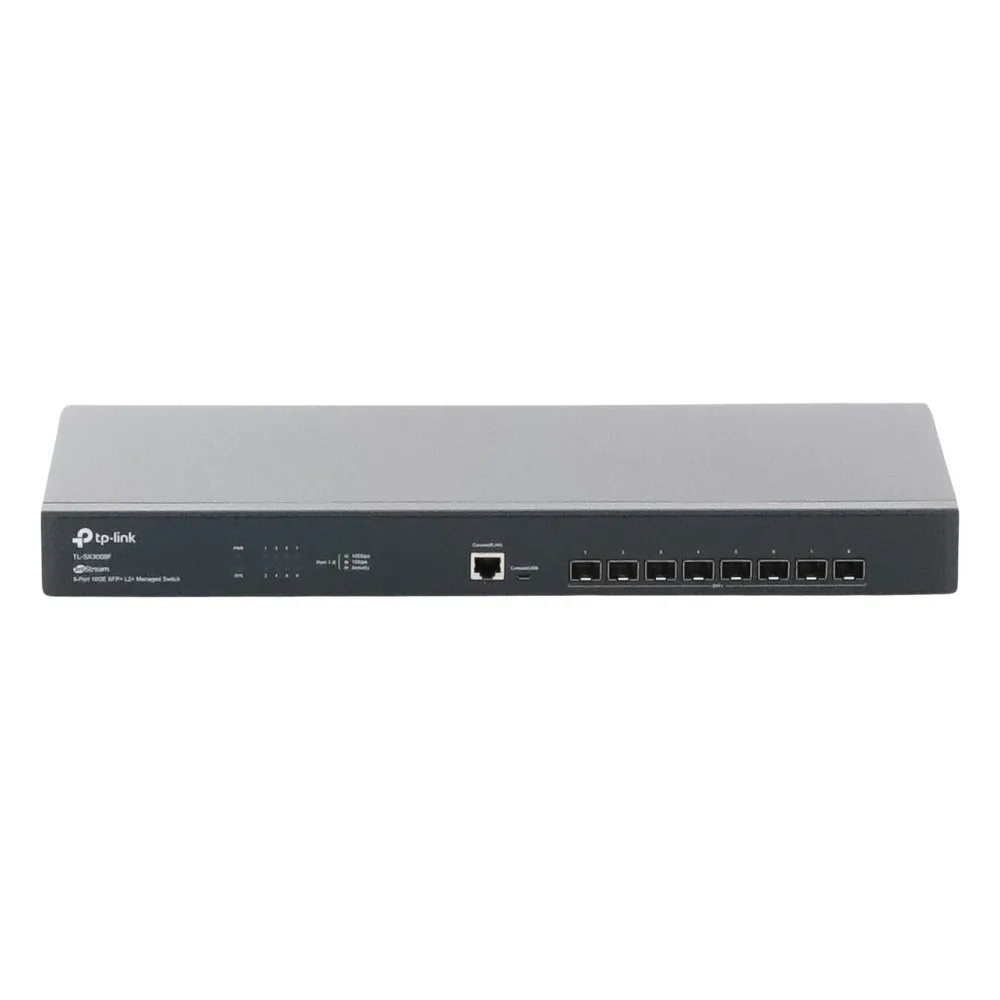 Switch Fibra Óptica L2+ Omada / 8 Puertos SFP+ 10G /  2 Puertos Consola (RJ45 y micro-USB) / Administración Centralizada Omada o Stand-Alone / Multicast IGMP / Calidad de Servicio / Montaje en Rack / Silencioso (sin ventiladores) – vista 7