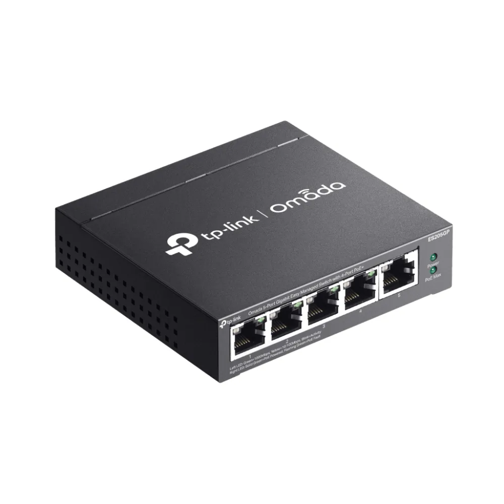 Switch Gestionado 5 Puertos Gigabit / 4 Puertos PoE+ 802.3at/af / 65W Power Budget / Gestión Cloud Omada SDN / Sin Ventiladores / QoS / VLAN – vista 5
