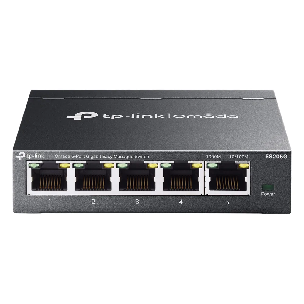 Switch Gestionado Omada SDN / 5 Puertos Gigabit RJ45 / 10 Gbps Capacidad Switching / 7.4 Mpps Forwarding Rate / Gestión Cloud Centralizada / VLAN 802.1Q / QoS 8 Colas Prioridad / Metal Fanless