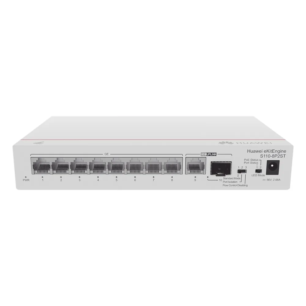 Switch Gigabit No Administrable PoE / 8 puertos 10/100/1000 Mbps (PoE) / 2 Puertos SFP Uplink / 124W – vista 3