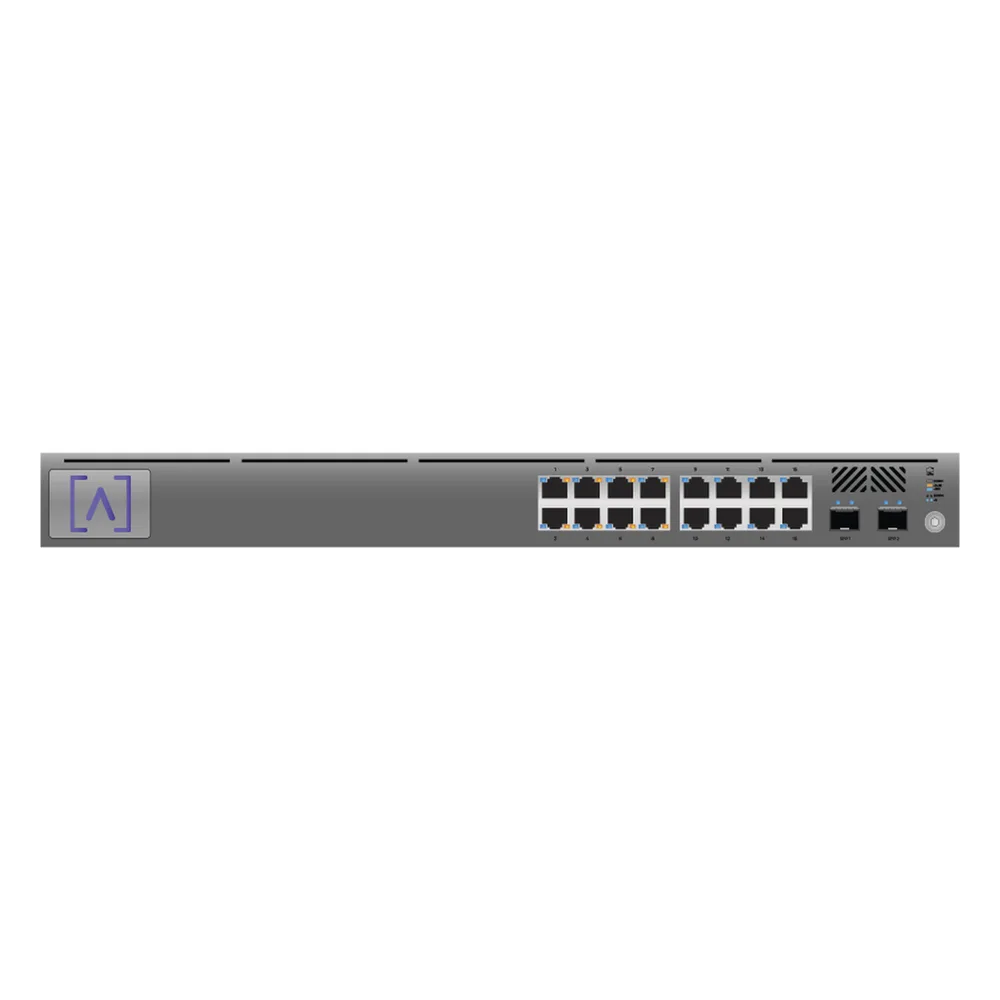Switch Gigabit PoE+ Administrable / 16 puertos 10/100/1000 Mbps + 2 Puertos SFP Uplink / Presupuesto PoE hasta 120W / Administración Gratuita en la Nube