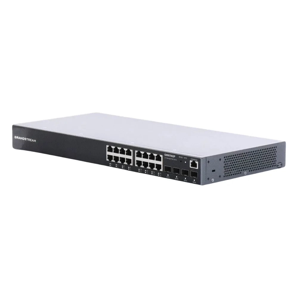 Switch Gigabit PoE+ Administrable / 16 puertos 10/100/1000 Mbps + 4 Puertos SFP Uplink / Hasta 240W / Compatible con GWN Cloud. – vista 3