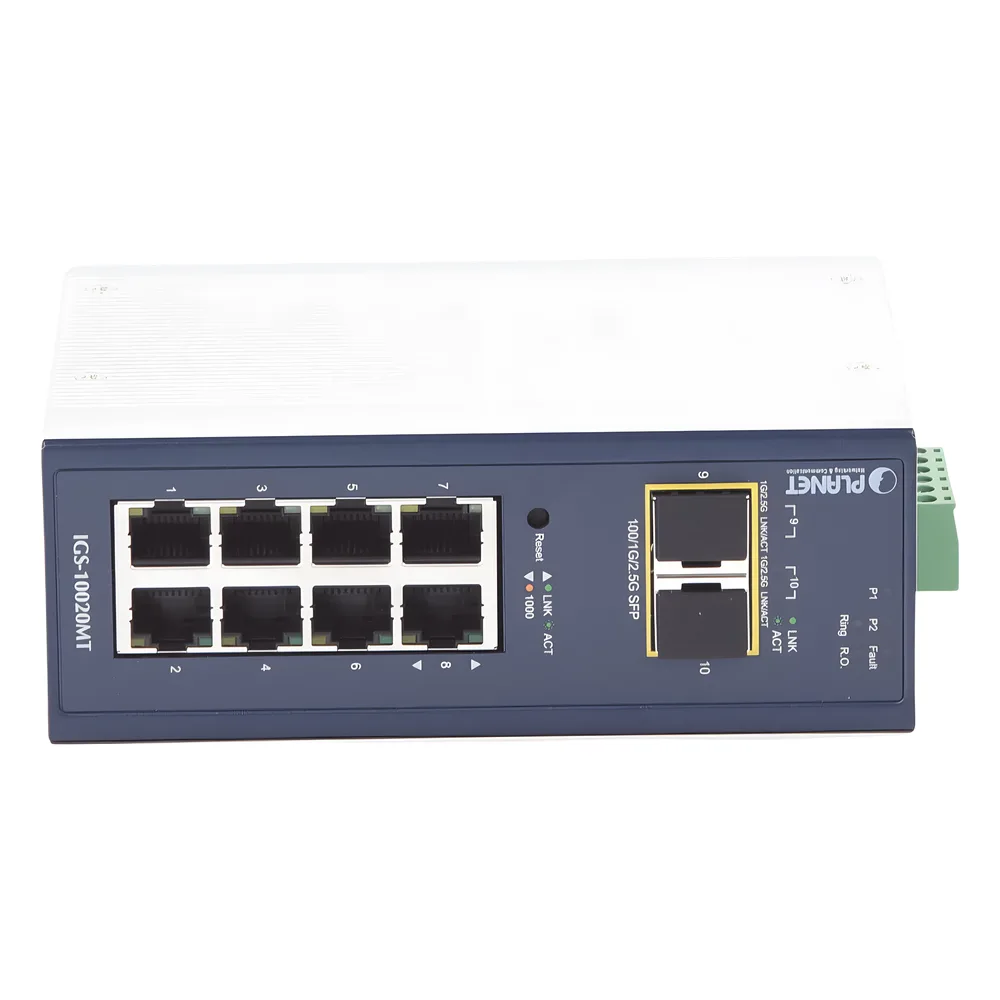 Switch Industrial Administrable Capa 2, 8 Puertos 10/100/1000T, 2 Puertos SFP 1G / 2.5 G BASE X