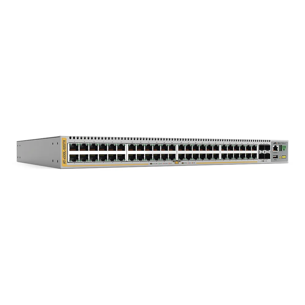 Switch inteligente de distribución o core, Stackeable, Capa 3, 24 x 1000 Mbps + 4 x SFP+ 10 G, Doble fuente de alimentación redundante – vista 2