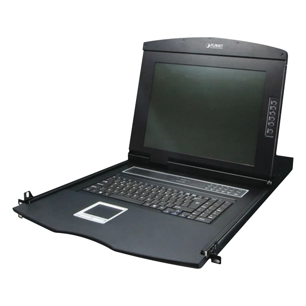 Switch KVM con Monitor de 17"con Teclado y Trackpad para Rack de 1U de Cuatro Postes, 8 Puertos VGA Para Acceder y Controlar Hasta 8 Computadoras Desde una Sola Consola
