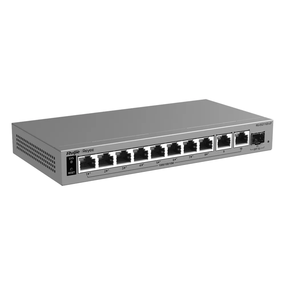 Switch Layer 2 Smart Cloud-Managed / 11 Puertos Gigabit / 8 Puertos PoE+ IEEE 802.3af/at 70 W / 1 Puerto SFP Uplink / Protección 6 kV / Gabinete Metálico Fanless / Gestión Cloud de por Vida / Modo CCTV de Un Clic – vista 2