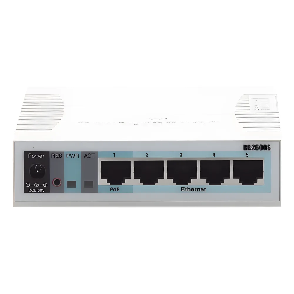 Switch Mikrotik 5 puertos Gigabit Ethernet y 1 SFP – vista 2