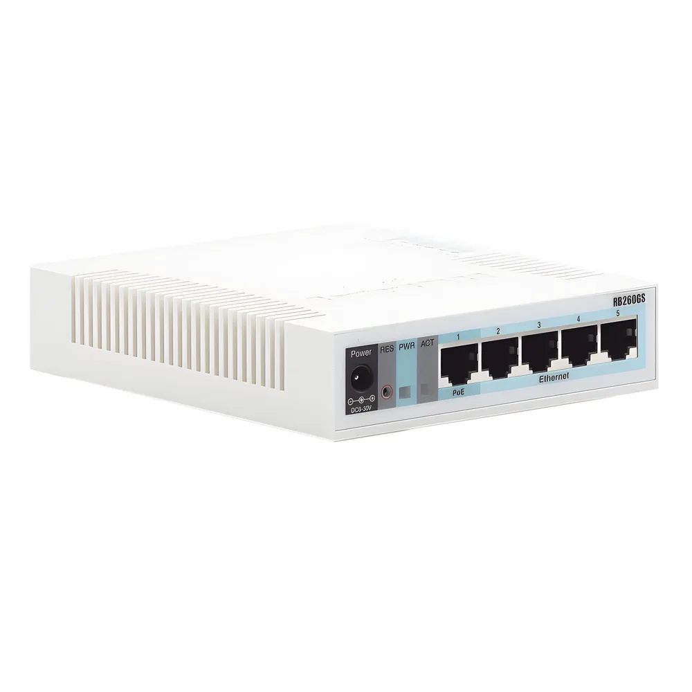 Switch Mikrotik 5 puertos Gigabit Ethernet y 1 SFP – vista 3