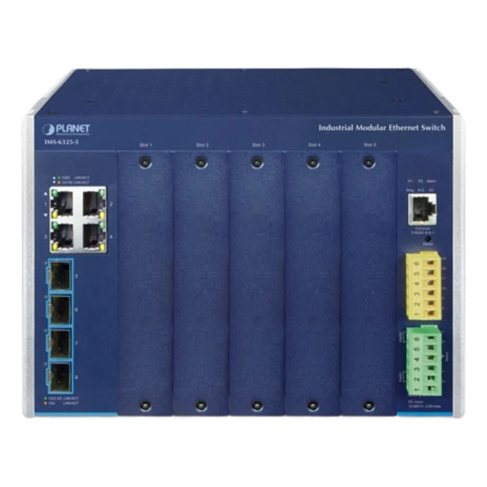 Switch Modular Industrial Capa 3 / 5 Slots / 4 Puertos Gigabit RJ45 / 4 Puertos SFP+ 10G / Rango de Temperatura -40~75°C / Entrada de Potencia Redundante 12-48V / Soporte IPv6/IPv4 – vista 2