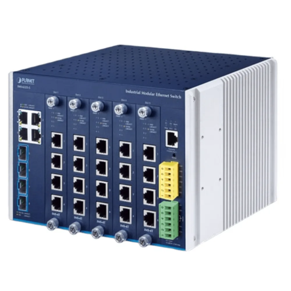 Switch Modular Industrial Capa 3 / 5 Slots / 4 Puertos Gigabit RJ45 / 4 Puertos SFP+ 10G / Rango de Temperatura -40~75°C / Entrada de Potencia Redundante 12-48V / Soporte IPv6/IPv4 – vista 4