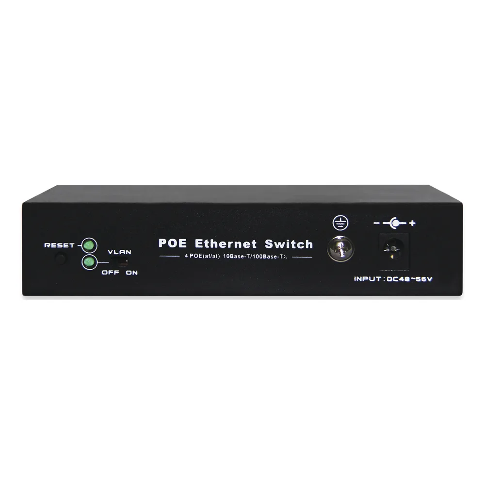 Switch PoE / 100 Metros PoE / 4 puertos 802.3af /at ( 60 W ) 10/100 Mbps + 1 puerto uplink – vista 2