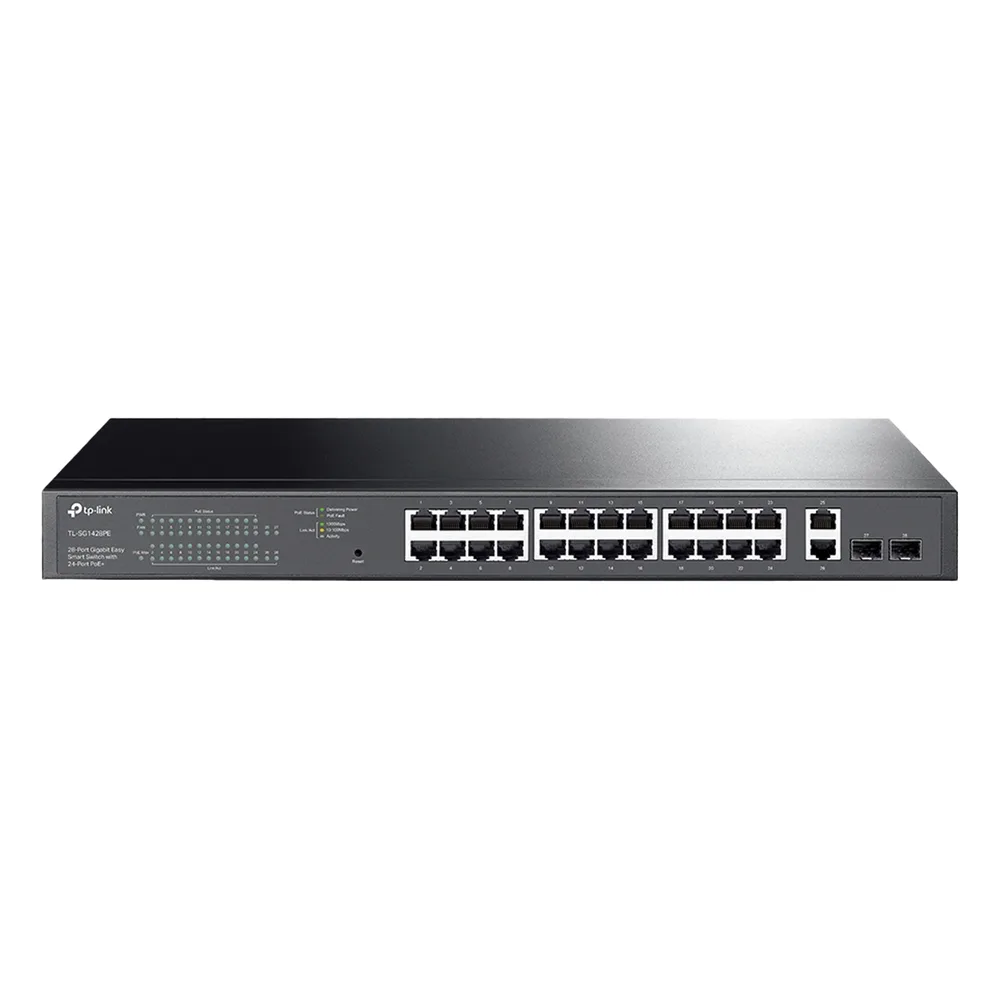 Switch PoE Administrable 24 puertos 10/100/1000 Mbps / 2 puertos SFP / 24 puertos PoE af/at / Presupuesto PoE 250W /