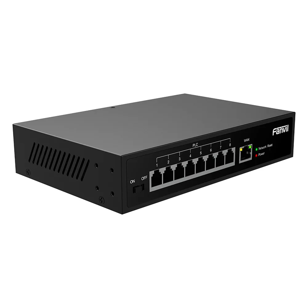 Switch PoE de 2 Hilos 8 Puertos RJ11 / Uso Exclusivo con Fanvil X303-2W / Transmisión hasta 300 m (984.3 ft) / Entrada 100V~240V / Salida Máx 80W / Reutiliza Cableado PSTN y AWG – vista 3