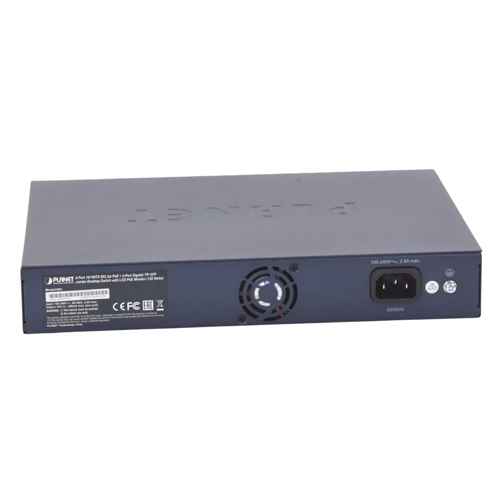 Switch PoE+ / Distancia 250 Metros / 8 Puertos + 2 Combo TP/SFP Gigabit y Pantalla LCD Para Monitoreo – vista 4