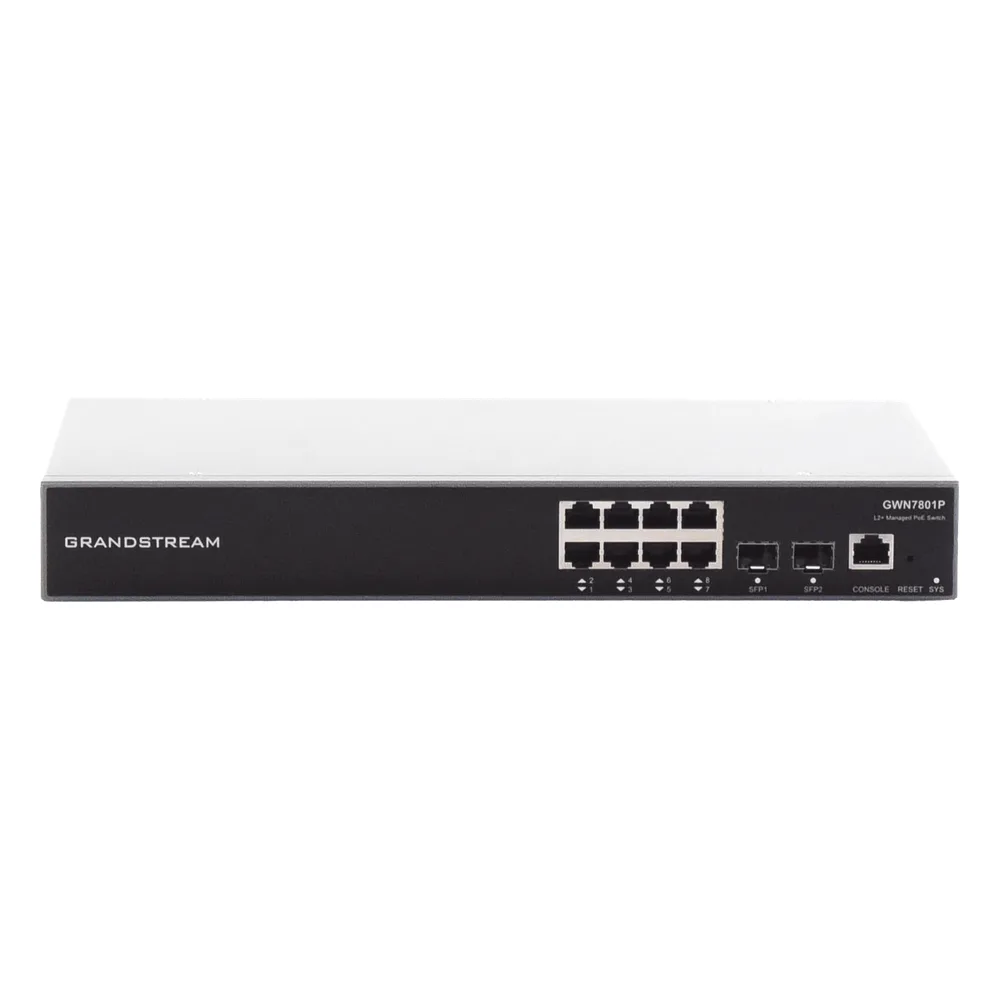 Switch PoE+ Gigabit Administrable / 8 puertos 10/100/1000 Mbps + 2 Puertos SFP Uplink / Hasta 120W / Compatible con GWN Cloud. – vista 3