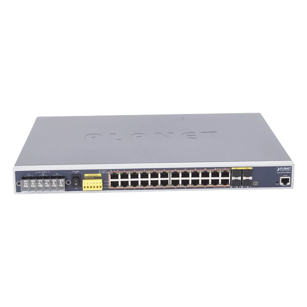 Switch PoE Industrial Capa 3, Con 24 Puertos PoE Gigabit  802.3af/at, 4 Puertos SFP Compartidos 100 / 1000X, Soporta temperaturas extremas de -40 ~ 75°C – vista 4