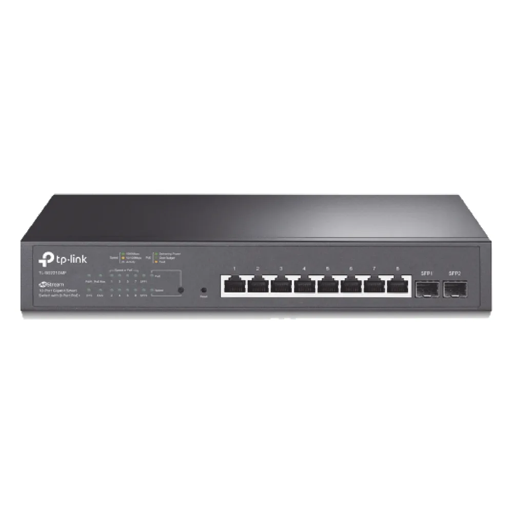 Switch PoE JetStream SDN Administrable 8 puertos 10/100/1000 Mbps + 2 puertos SFP, 8 puertos PoE, 150W, administración centralizada OMADA SDN