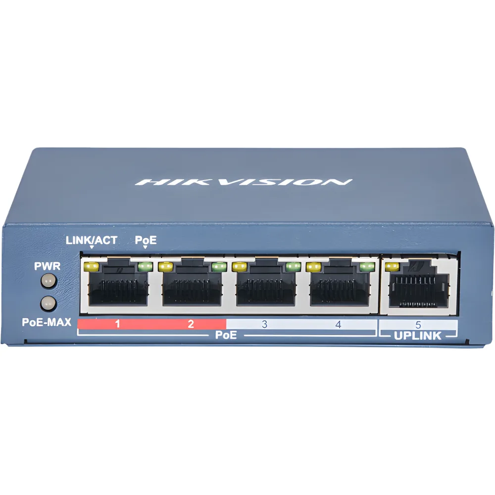 Switch PoE / No Administrable / 4 Puertos 10/100 Mbps PoE (30 W) / 1 Puerto Uplink 10/100 Mbps / Puerto VIP / Modo Extendido hasta 300 Metros / 60 Watts – vista 2
